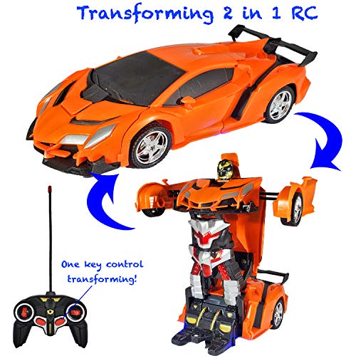 ANJ Kids New Holiday Toy - 2 in 1 Transforming Toy and Remote Control Car for Boys and Girls | Full RC Car Function and Flashing Lights - Perfect Remote Control Toy for Kids