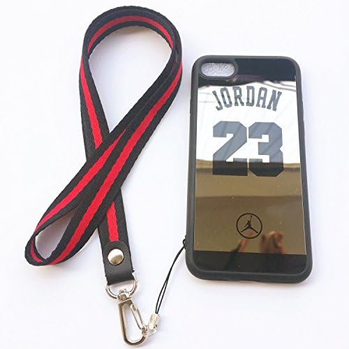 iPhone 7 and 8 Jordan 23 Case,Wellfun Reflective Mirror Case Jumpman Cover with Soft Neck Lanyard.Shockproof Resistant Case for iPhone 7 and 8 Case 4.7 Inch. (Black)