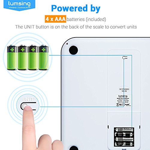 Lumsing Body Fat Weight Bathroom Scale Digital Body Monitor Analyzer Professional Smart Fitness Scale 400 lbs Measuring BMI/Body Fat/Water/Muscle/Bone Range, Black, CF375(Battery Include) - Thumbnail 5