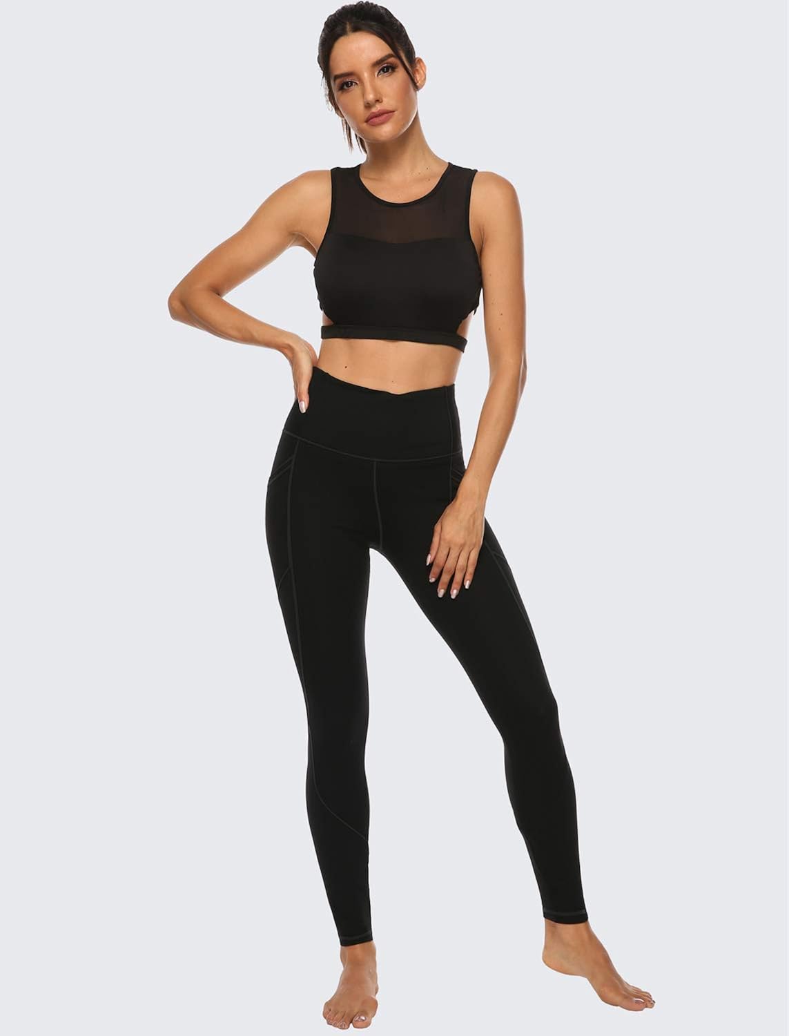 Persit Women's Premium Yoga Pants with Pockets, Non See-Through Tummy Control 4 Way Stretch High Waist Leggings: Clothing