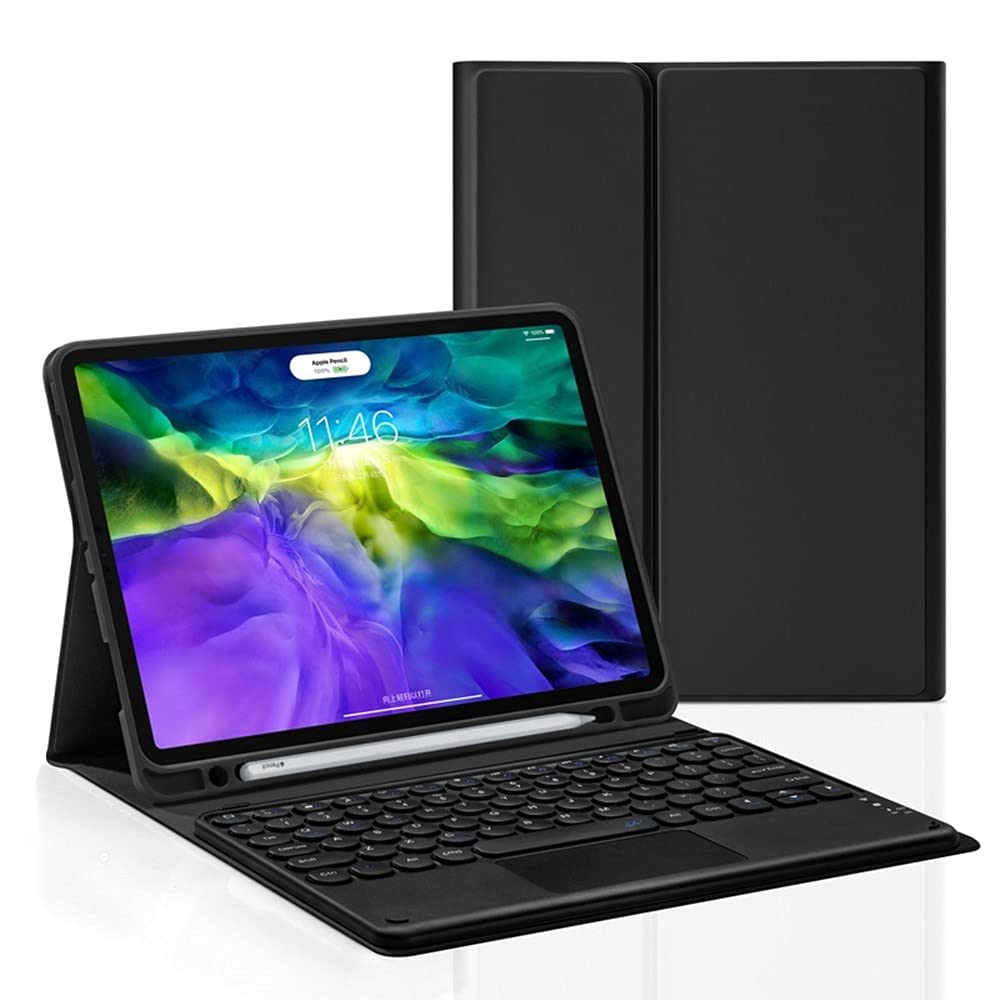 HENGHUI Touch Keyboard for Galaxy Tab S8+ 12.4" / Tab S7 FE & Galaxy Tab S7 Plus 12.4'' Keyboard Case with Touchpad Cute Round Key Color Keyboard Detachable Keyboard Cover with S Pen Holder (Black)