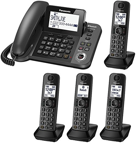 Panasonic KX-TGF383M plus one KX-TGFA30M handset DECT 6.0 Plus Corded / Cordless 4-Handset Landline Telephone System (KX-TGF383M+1, KX-TGF382M+2, KX-TGF380M+3) (Certified Refurbished)