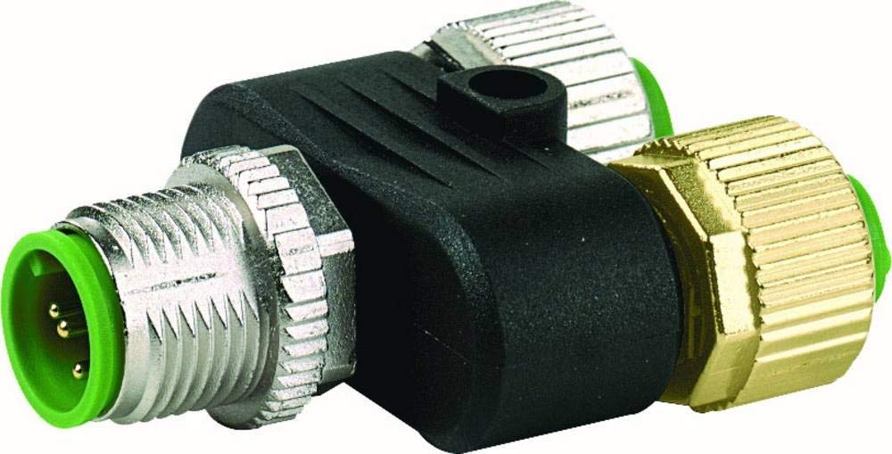 T-piece M12 plug to M12 socket Ger