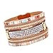 Welcomeuni Women Bohemian Bracelet Woven Braided Handmade Wrap Cuff Magnetic Clasp (Gold)