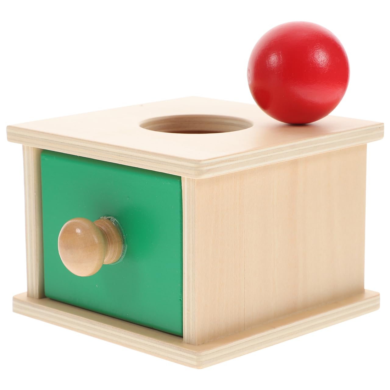 STOBOK Montessori Infant Coin Box, Ball Teaching Aids, Montessori Object Permanence Box Educational Toy for Kids Hand-Eye Coordination Development Preschool Learning Toys
