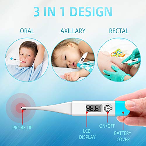 Digital Thermometer, LCD Basal Body Thermometer, Waterproof, Accurate