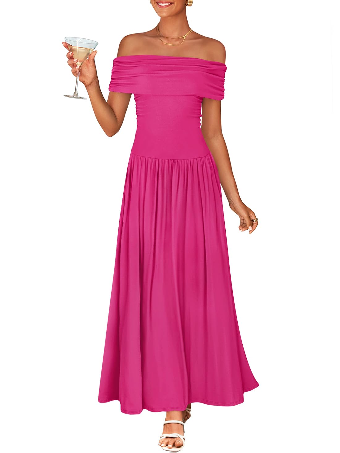 ZESICA Women's Off The Shoulder Maxi Dress 2025