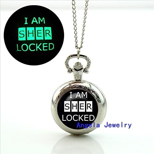 Pretty Lee Fashion Glow in The Dark sherlock holmes Pocket Watch sherlock holmes Locket necklace
