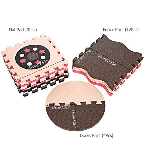 Baby Play Mat with Fence, Foam Play Mat for Baby, Crawling Mat for Playroom & Nursery, Neutral Color for Infants, Toddlers & Kids (25Pcs) - Thumbnail 3