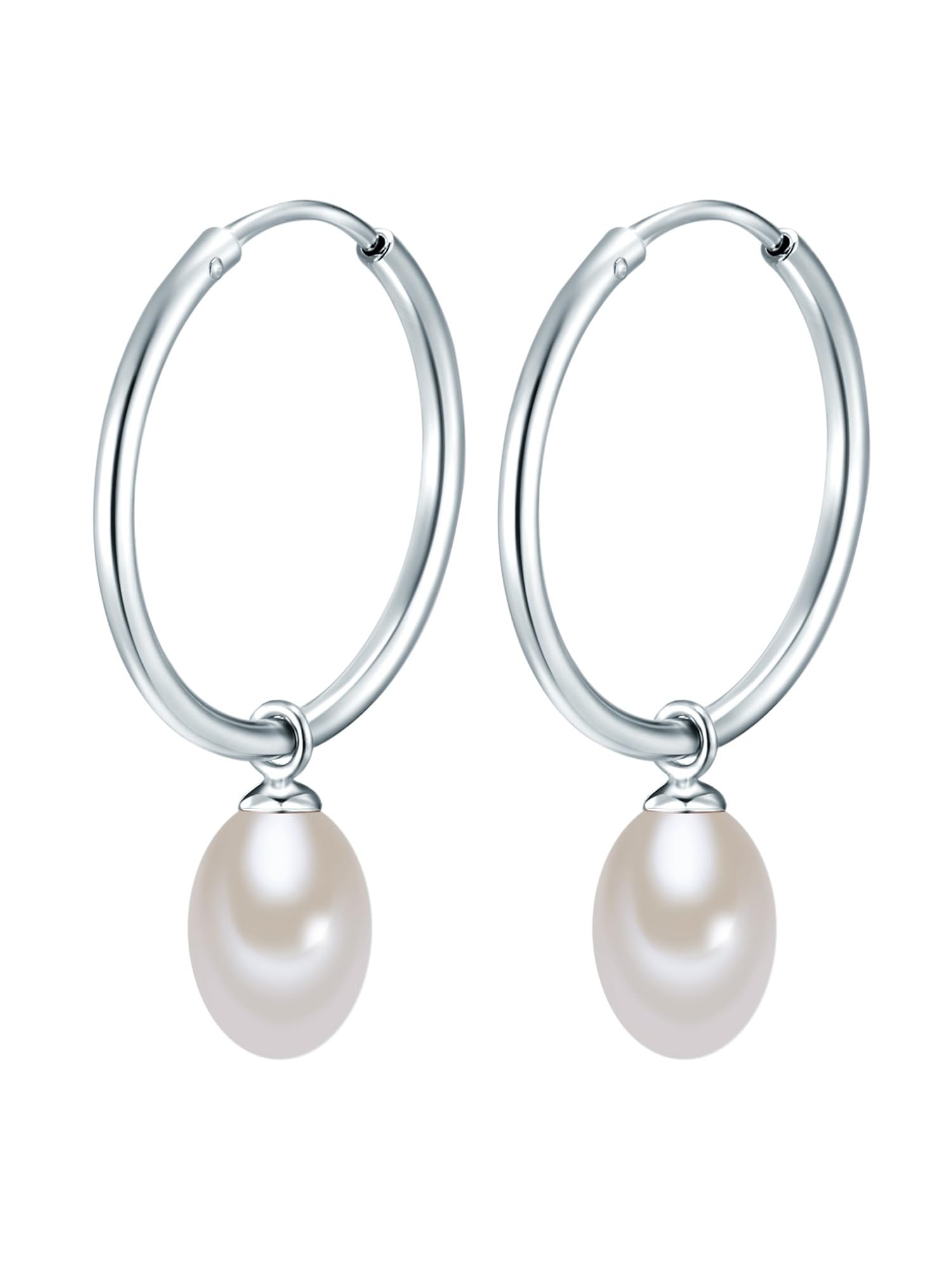 Valero Pearls Female 925/- Sterling Silver Fresh Water Cultured Pearl(s) approx. 6,0-7,0 mm Hoop earring
