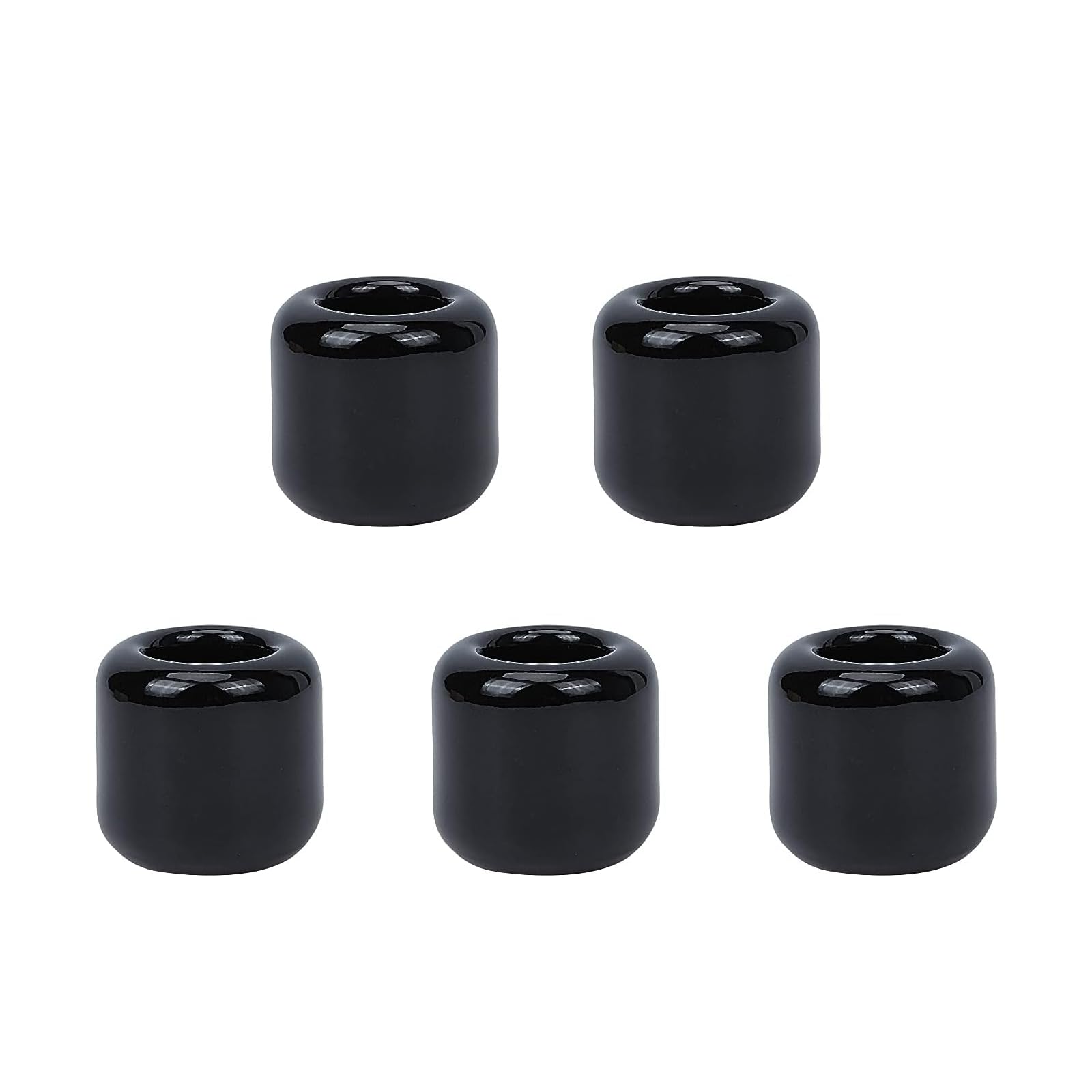 Vokowin 5 Pcs Ceramic Chime Candle Holder Set, Black Ritual Spell Candle Holders Great for Casting Chimes, Rituals, Spells, Vigil, Witchcraft, Wiccan Supplies & More Wedding Party Supplies (K409-5)