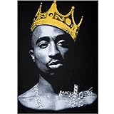 King 2Pac Tupac Shakur King of Hip Hop Cotton US Screen Printed T-Shirts - Men's Size: Medium (HhTs9 Z) Black