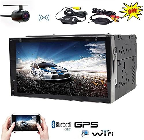 Android 6.0 Car DVD PIayer Stereo with Quad Core GPS Car Radio Double Din 7'' Touch Screen Headunit In Dash Navigation Support 1080P Video Bluetooth OBD2 +Reversing Camera