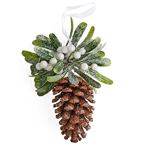 Factory Direct Craft Artificial Frosted Pinecone and Mistletoe Ornaments - 3 Ornaments