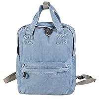 ShengTu Girls Vintage Denim School Backpack Jeans Rucksack (Light Blue)