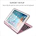 iPad Keyboard Case 9.7 for iPad 2018 (6th Gen) - 2017 (5th Gen) - iPad Pro 9.7 - iPad Air 2 & 1, 7 Color Backlit Keyboard Case/360 Rotate Wireless/BT Keyboard Case with Auto Sleep/Wake (Rose Gold)