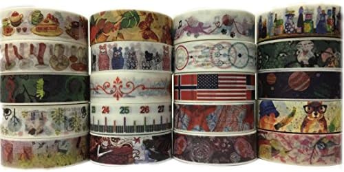 20 Rolls Mashup Washi Masking Tape Set (15mm Width) ,DIY Decorative Masking Tape Collection for Arts Crafts and Gift Wrapping Office Party Supplies