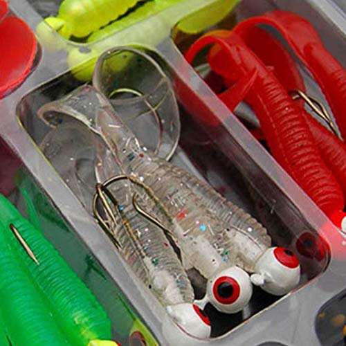 C/N 21 Stück Angelköder Jigköpfe Angeln Mini Soft Baits Lebensechte Köder mit Angelzubehör Box für Forelle Zander… – Bild 7