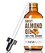 Organic Sweet Almond Oil MOISTURIZER - in 4 oz Glass Bottle with Dropper | Unrefined Cold Pressed Skincare Lotion | Essential Natural Personal Massage Oils for The Skin and Body