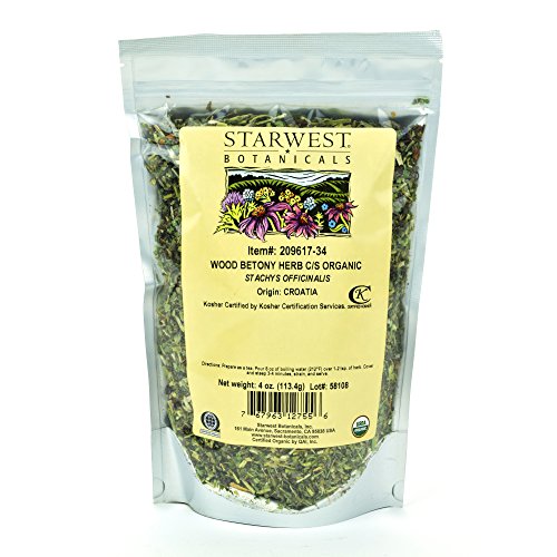 Starwest Botanicals Organic Wood Betony Herb C/S, 4 Ounces