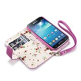 Samsung i9190 Galaxy S4 Mini Premium Faux Leather Wallet Case (Pink with Floral Interior)
