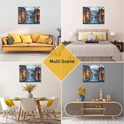 Paint by Numbers, DIY Acrylic Oil Painting Kit for Adult Kids Beginner, Wall Decor Drawing Paintwork with Paintbrushes on Canvas 16x20 inch Number Painting Kits - City Street