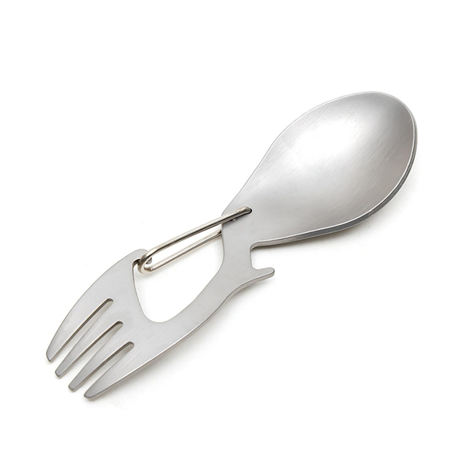 Fork Stainless Steel Sporks Titanium Spoon with Can Bottle Opener Multi-Tool for Camping Travel Cutlery Silver, 3-in-1 Camping Cutlery