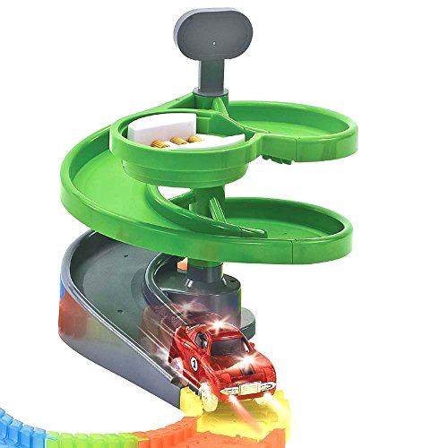 QUOXO Green Rotating Stage with A Race Car, for Magic Track Accessory (Rotary Tower) - Thumbnail 5