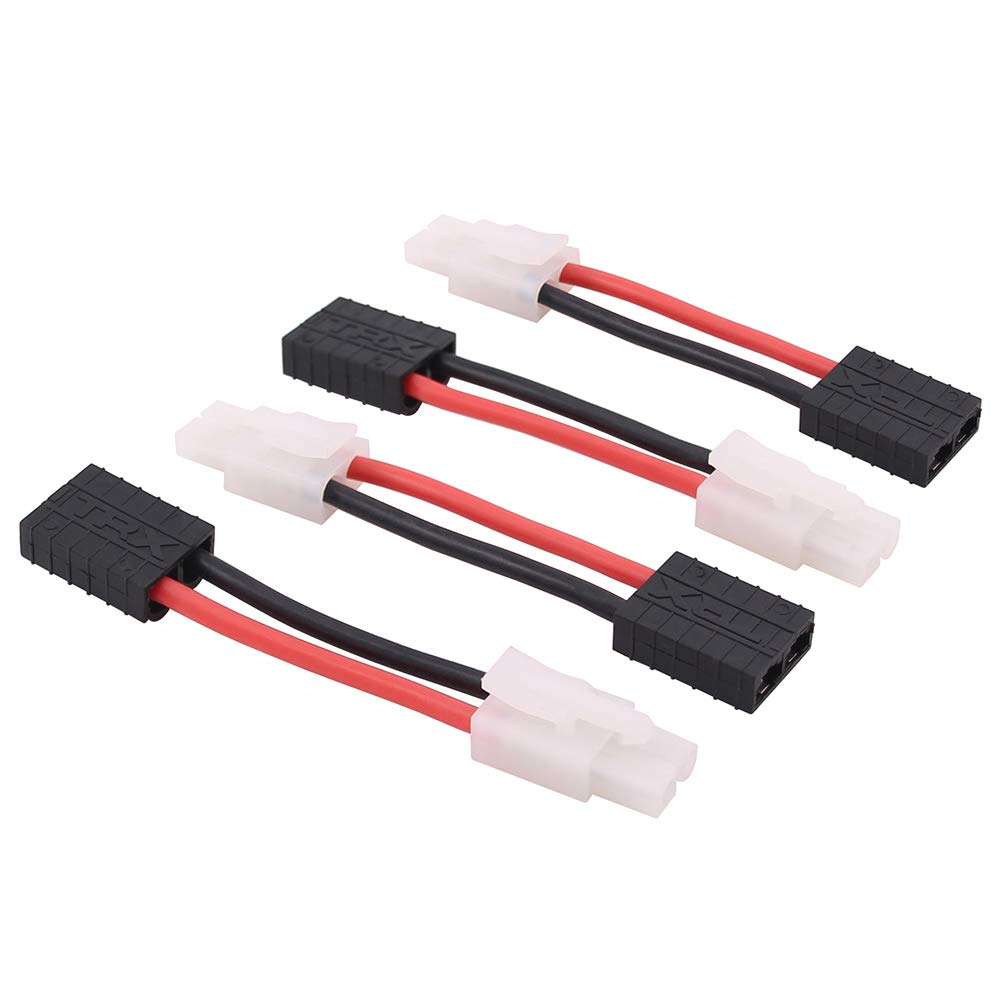 OliRC 4pcs Compatible with TRX Female to plug for Big Tamiya Male RC Connector Adapter with 14awg 5cm Wire(C87-4)