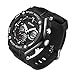 ETEVON Men’s ‘Captain’ Stylish Outdoor Sport Watch with Thicken Silicone Strap - 30m Waterproof - EL Luminous - Multifunction - Dual Time Display - Quartz Analog Digital Wrist Watches for Men - Black