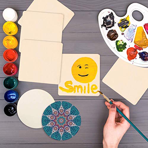 HOTOOLME 36 Pack Unfinished Wood Pieces 4x4 Inch Blank Natural Wood