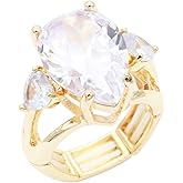 Lavencious Big Bold CZ Stones Stretch Statement Rings for Women Size 7-9