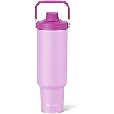 Luxgola 50 oz Insulated Tumbler, Double Wall Vacuum Stainless Steel Cup with Handle and Spout Lid, For Cold/Hot Drinks, Coffee Travel Mug for Car Holder/Home/Office/Party/Camping (Lilac-1 Pack)
