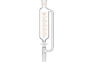 XCD Pressure Equalizing Graduated Addition Funnel 250ml, Borosilicate Glass with PTFE Stopcock & 24/40 Standard Taper Joint f