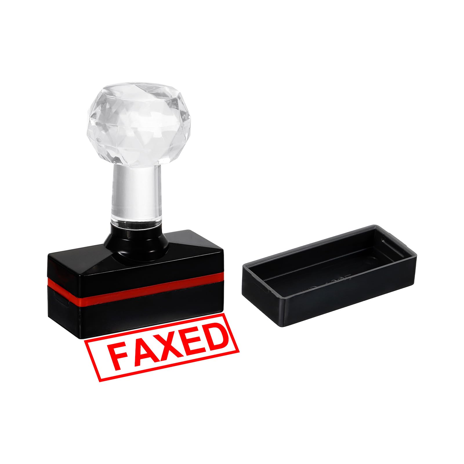 PATIKIL Faxed Stamp Self Inking, Red Ink Office Stamps Pre Inked Message Stamp Refillable Business Stamp, Black