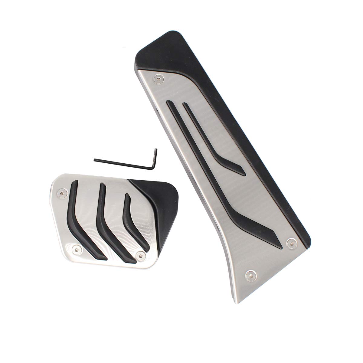 Silver & Black Pedal Cover Set – Brake, Fuel, Accelerator, Foot Rest For BMW X3 X4 Z4 5 6 7 Series