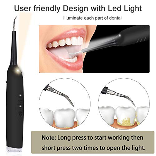 Dental Tools Electric Dental Calculus Remover Tartar Remover for Teeth Cleaning Kit for Home Use(Black) - Thumbnail 4