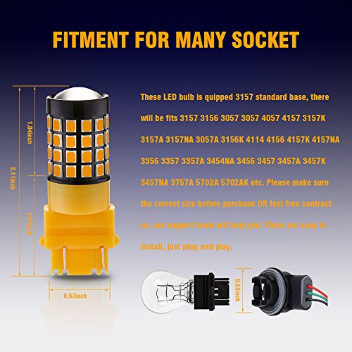 image for ANTLINE Newest 3157 LED Bulb Amber Yellow (2 Pack), 9-30V Super Bright