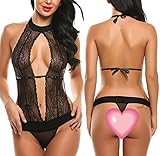 Avidlove Women Sexy Lingerie Lace Halter One Piece Teddy Babydoll Bodysuit