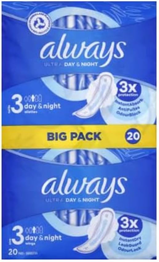 Always Ultra Day & Night Size 3 Pads with Wings 20 Count