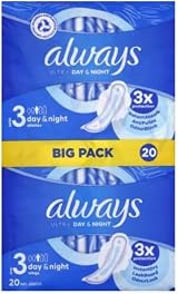 Always Ultra Day & Night Size 3 Pads with Wings 20 Count