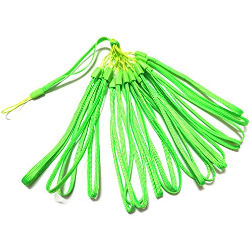 GTONEE 20PCS Bundle Colorful 7 Inch Durable Nylon Hand Wrist Strap Lanyard Straps / Strings Pack Rope for Hooking up Cellphone, Camera, iPod, Mp3, Mp4, USB Flash Drives,PSP Wii ,Pedometer, Keychains and Most Electronic Devices (Green)