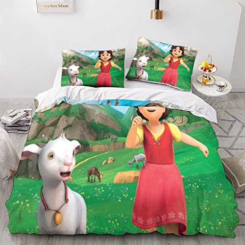 WILBB Heidi 3D Parure De Lit Sets -Comprend Microfibre La Mode Housse De Couette, Taie d'oreiller - Convient Garçons, Filles, Enfants Jolie Petite Fille Série Housse De Couette 3pcs King（220x240cm）