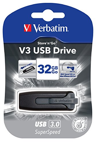 Verbatim 32GB Store 'n' Go V3 USB 3.0 Flash Drive, Black/Gray 49173