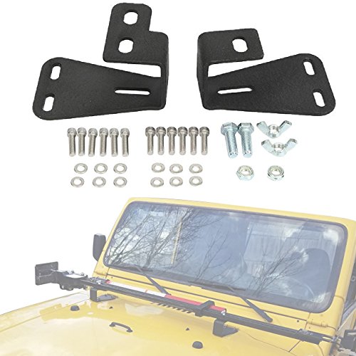 Partol High Lift Jack Mounts Hinge Mounting Hood Brackets Fit Jeep Wrangler CJ 1944-1986/ YJ 1987-1995/ TJ 1997-2006