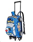 Children Toddler Kid's 2-4-6th Grade Pupils School Bag Backpack with Wheeled Trolley Hand (blue)