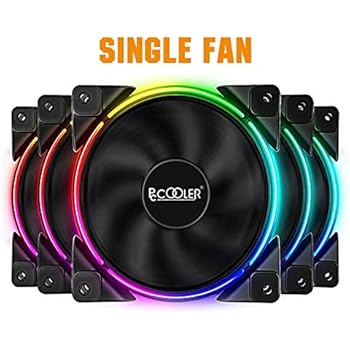 Pccooler 120mm Fan Moonlight Series, RGB LED Computer Case Fan - PWM PC Cooling Fan - Dual Light Loop Quiet Fan/Multiple Light Modes with Controller for PC Cases (PC-3M120 Fan 1 Pack Supplement)