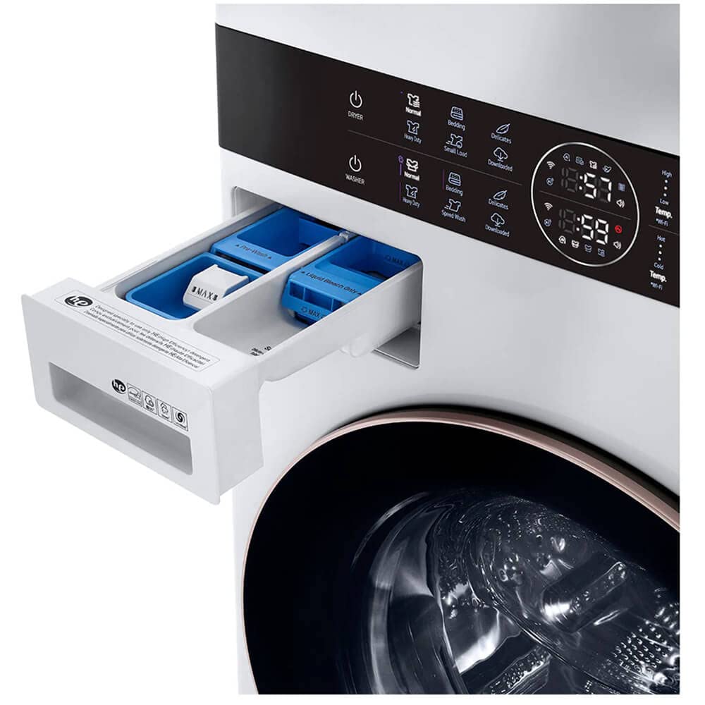LG WKG101HWA Front Load White Stacked Unit with 4.5 cu. ft. Washer & 7.4 cu. ft. Dryer