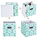 MaidMAX Cloth Storage Cubes, Cube Organizer Bins, Foldable Storage Baskets with Dual Plastic Handles for Home Office Nursery Drawers Organizers, Aqua Flower, Green, 10.5×10.5×11inches, Set of 6