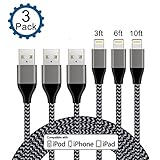 Lightning Cable, Loopilops [3 Pack] iPhone Charger to USB Syncing and Charging Cable Data Nylon Braided Cord Charger for iPhone 8/8 Plus7/7 Plus/6/6 Plus/6s/6s Plus/5/5s/5c/SE(Gray+Black)